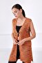 Women's Orange V-Neck Wool Knitwear Vest - 3
