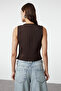 Brown Regular Crop/Short Woven Vest Twoss22Ye0046 - 5