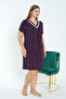 Sweetheart Print Short-Sleeved Satin Plus Size Stretchy Viscose Nightgown - 3