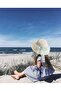 Girl's Organza Tulle Bow Straw Hat 9813