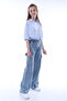 Girl's Oversize Cargo Pocket Elastic Waist 100% Cotton Jeans - 5