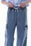 Girl's Oversize Cargo Pocket Elastic Waist 100% Cotton Jeans - 7