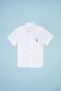 Boy's Shirt Short Sleeve Linen Look 100% Cotton Navy White Light Blue Stone Color 3-13 Years