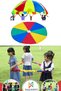 Set of 2 Parachute Rainbow + Play Rubber Ball Children's Activity Gymnastics Group Fabric Play Stress Rubber Ball - 2