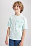 Boy's Oversize Fit Crew Neck Pocket Printed Short Sleeve T-Shirt A0779a823sm - 3