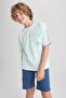 Boy's Oversize Fit Crew Neck Pocket Printed Short Sleeve T-Shirt A0779a823sm - 4