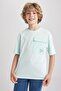 Boy's Oversize Fit Crew Neck Pocket Printed Short Sleeve T-Shirt A0779a823sm