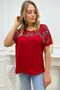 Loose Fit Leopard Crystal Stone Large Size Red Stylish Comfortable Women's T-shirt - 4