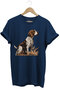Beagle Hunting Dog Hunting Printed Wild Life Nature Regular Fit Navy Blue T-Shirt