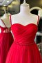 Red Draped and Pearl Detailed Tulle Evening Dress & Wedding Dress - 2