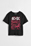 AC/DC Rock Music Group Printed Roll Train Text Design Unisex Kids T-Shirt