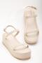 861-1027 Beige Wedge Heel Women's Sandals - 3