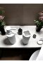 Modern Round Bathroom Set: Liquid Soap Dispenser and Toothbrush Holder WHITE - 3