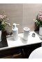 Modern Round Bathroom Set: Liquid Soap Dispenser and Toothbrush Holder WHITE