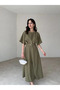 BELT DETAIL MIDI DRESS KHAKI COLOR DRESS - 2