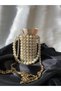 Women's Beanch Series Pearl Cream Gold Color Bead Bag Shoulder Bag - 4