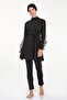 Chiffon Sleeve Detailed Stretch Fabric Full Covered Hijab Swimsuit Beta 4557 Black - 2