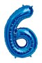 Number 6 Blue Foil Balloon 34 inches (76-82 cm)