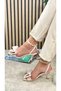 Beige Blunt Toe Bow and Ankle Strap Casual Evening Dress Shoes - 7065 - 5