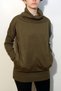 Khaki Degaje Collar Women's Knitwear Sweater with Standard Pocket Detail