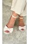 Beige Blunt Toe Bow and Ankle Strap Casual Evening Dress Shoes - 7065 - 2
