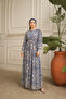 Square Patterned Chiffon Dress with Sleeve Cuffs
