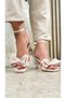 Beige Blunt Toe Bow and Ankle Strap Casual Evening Dress Shoes - 7065 - 6