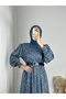 Balon Kol Silvery Chiffon Dress - 5