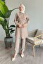 Front-Tie Beige Two-Piece Set - 4
