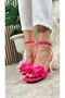 Fuchsia Daily Evening Dress - Thin Heel, Blunt Toe and Ankle Tied Serrated Sole 7065 - 6