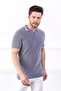 Cobalt Blue/white Eyelet Patterned Polo Collar 100% Cotton Men's Knitwear T-shirt - 4