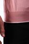 Rose/white Collar Stripe Buttoned 100% Cotton Men's Knitwear T-shirt - 3