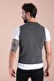 Men's Black Double Color Wool Knitwear Vest - 5