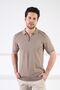 Beige Zippered Polo Collar 100% Cotton Men's Knitwear T-shirt - 4