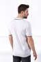 White/beige Collar Stripe Buttoned 100% Cotton Men's Knitwear T-shirt - 6