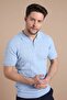 Blue Polo Collar Zippered 100% Cotton Men's Knitwear T-shirt - 6