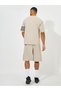 Oversized Stretch Pique Knit T-Shirt & Striped Shorts Set - 4