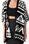 المرأة أسود أبيض العرقية منقوشة المعطف - 6