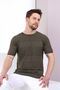 Khaki Crew Neck 100% Cotton Men's Knitwear T-shirt