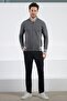 Anthracite Bomber Collar Cashmere Men's Knitwear Cardigan - 4