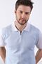 White/Blue Polo Collar Patterned 100% Cotton Men's Knitwear T-Shirt - 3