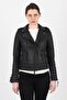 Venus Genuine Leather Women's Black Biker Leather Coat - 2