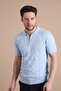 Blue Polo Collar Zippered 100% Cotton Men's Knitwear T-shirt - 4