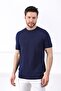 Cobalt Blue/Black Eyelet Patterned Bicycle Collar 100% Cotton Men's Knitwear T-shirt - 4