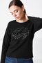 Women's Black Round Neck Italian Merino Wool Knitwear Sweater