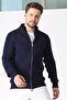 Men's Navy Blue Double Zippered Knitwear Cardigan - 3