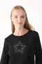 Women's Black Round Neck Italian Merino Wool Knitwear Sweater