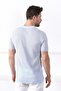 A.blue/white Eyelet Patterned Polo Collar 100% Cotton Men's Knitwear T-shirt - 6