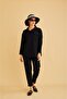 Raxy Pocketed and Ribbed Linen Black Shirt and Trousers Set