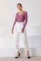 Women's Purple Square Collar Long Sleeve Knitwear Sweater - 5